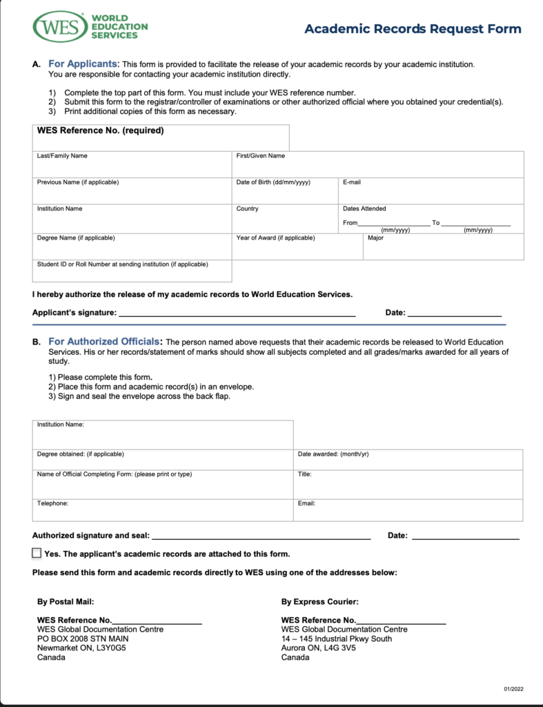 Academic Record Request Forms