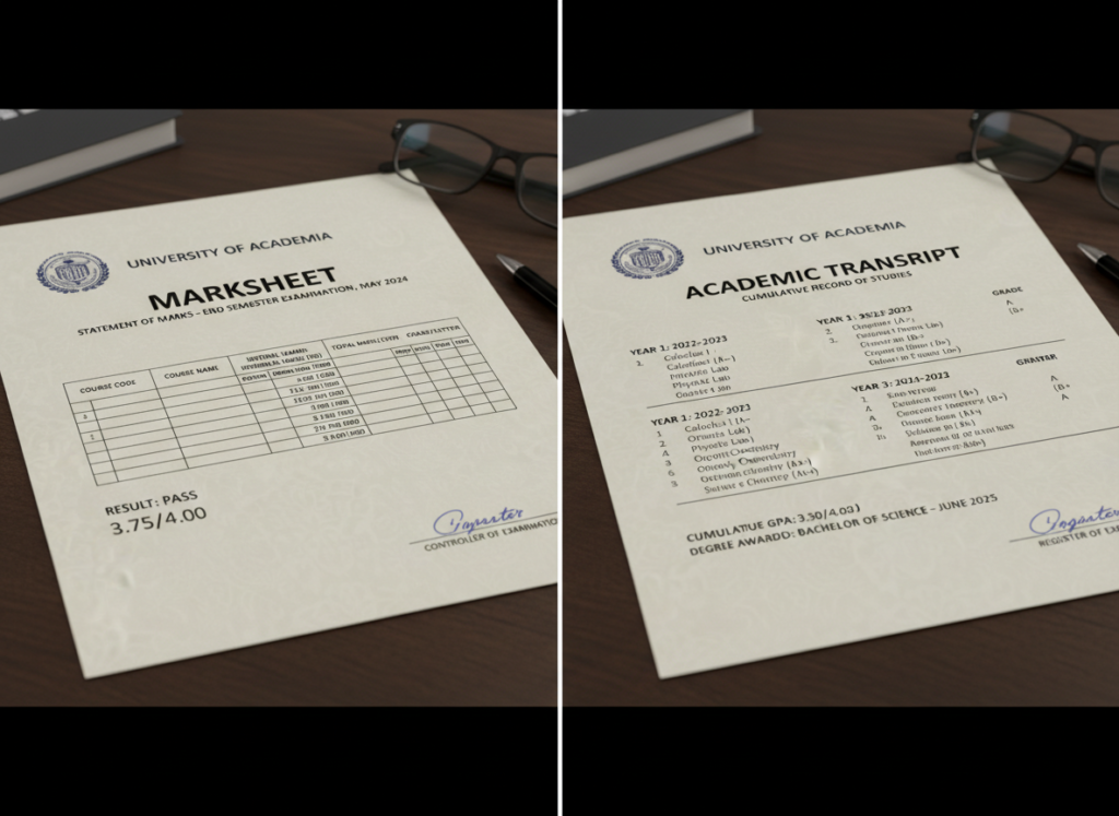Marksheet vs. Transcript: Clearing Up the Confusion for Indian Students Going Abroad